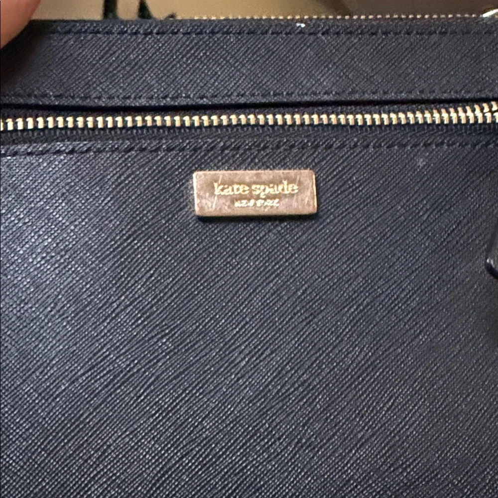 kate spade Black Saffiano Leather Wristlet Clutch with Gold Hardware